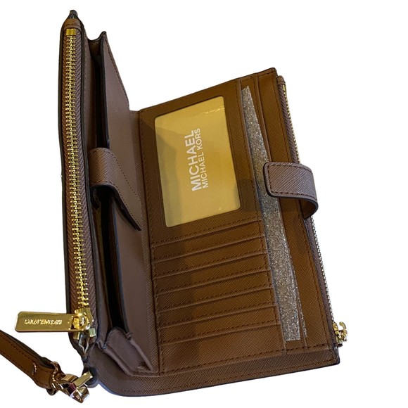 Michael Kors Jet Set Double Zip Brown Wallet NWT - Picture 10 of 13